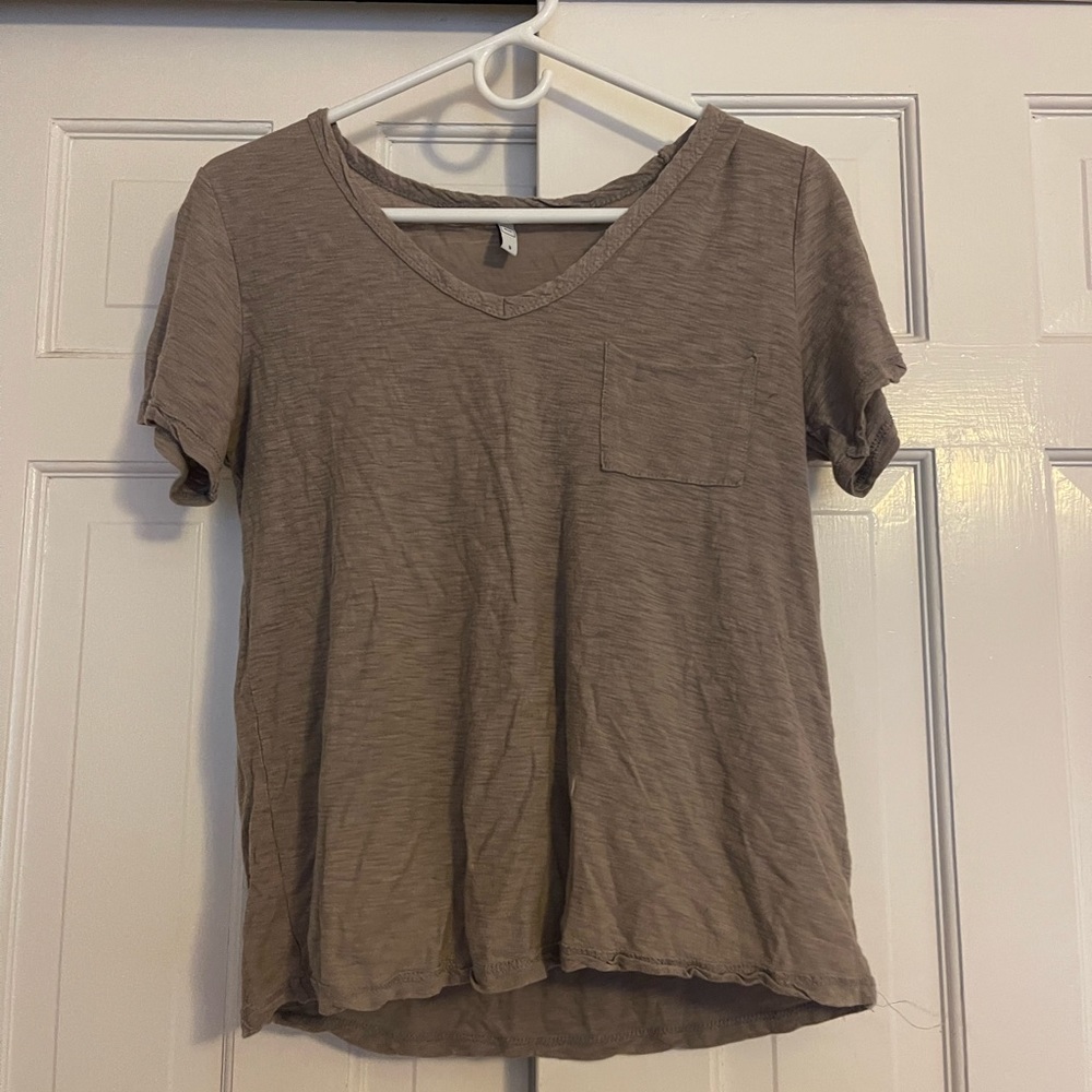 Tan V neck T shirt